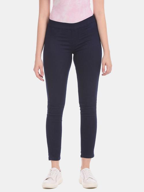 navy blue solid denim jegging - 20420799 - Very Small Image - 1