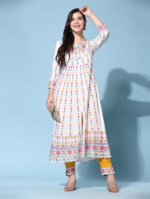 women white square neck kurta pant set - 20420840 - Very Small Image - 1