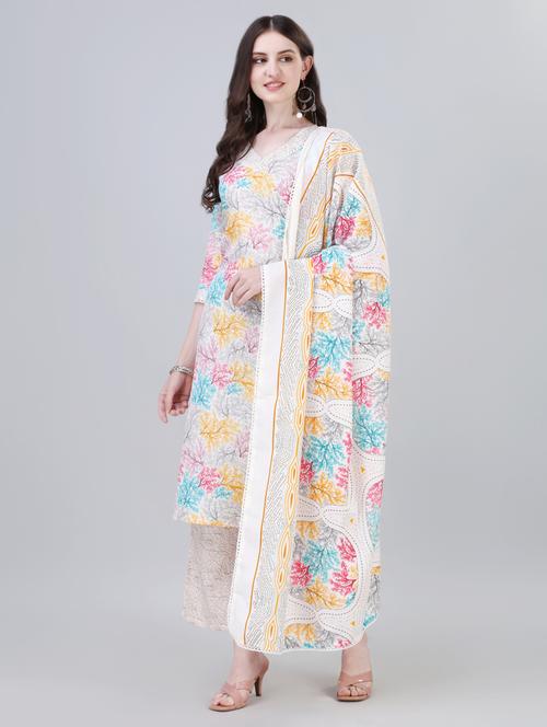 women multi color v neck kurta palazzo set with dupatta - 20420855 - Very Small Image - 1