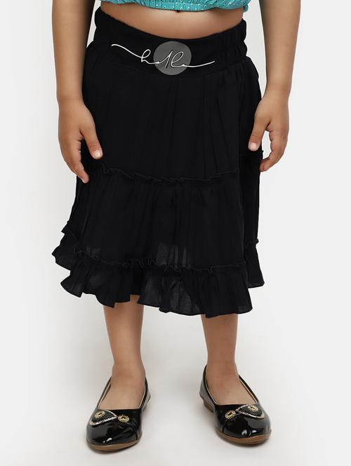 navy blue solid flared skirt - 20420919 - Very Small Image - 1