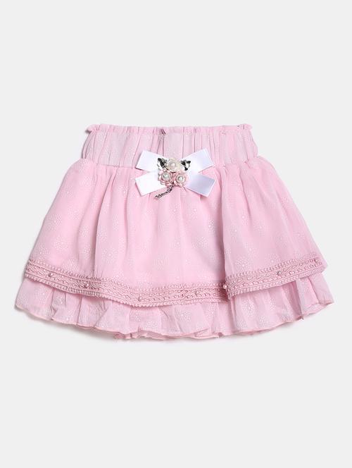 girls lace work cotton flared skirt - 20420933 - Very Small Image - 1