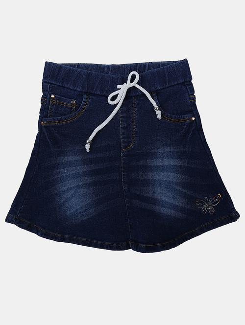 navy blue denim asymmetric skirt - 20420938 - Very Small Image - 1