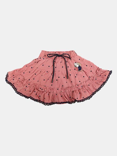 coral polka dots flared skirt - 20420967 - Very Small Image - 1