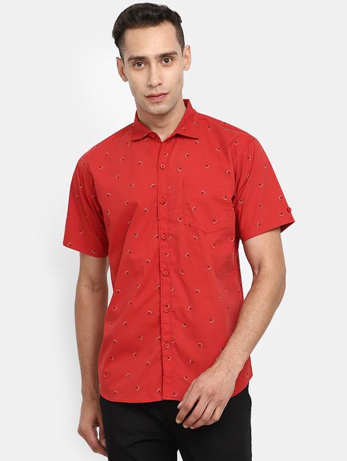 red printed short sleeves casual shirt - 20421230 - Very Small Image - 1