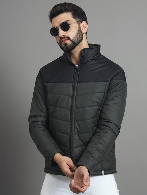 olive polyester quilted jacket - 20421391 - Very Small Image - 1