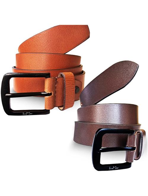 men solid multi colored handmade leather belt - 20422059 - Very Small Image - 1
