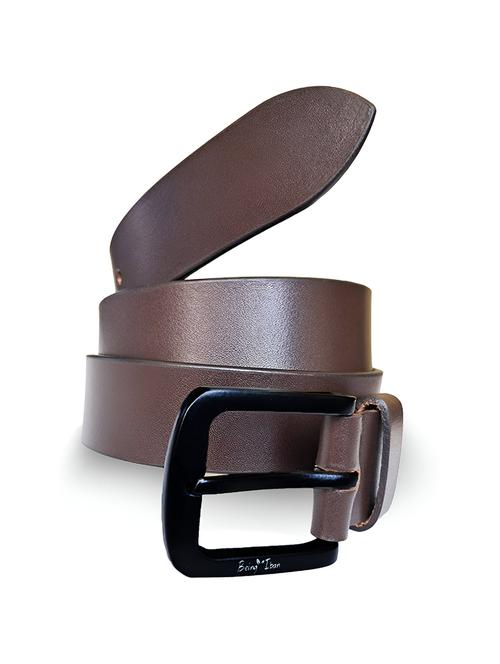 men solid brown handmade leather belt - 20422069 - Very Small Image - 1