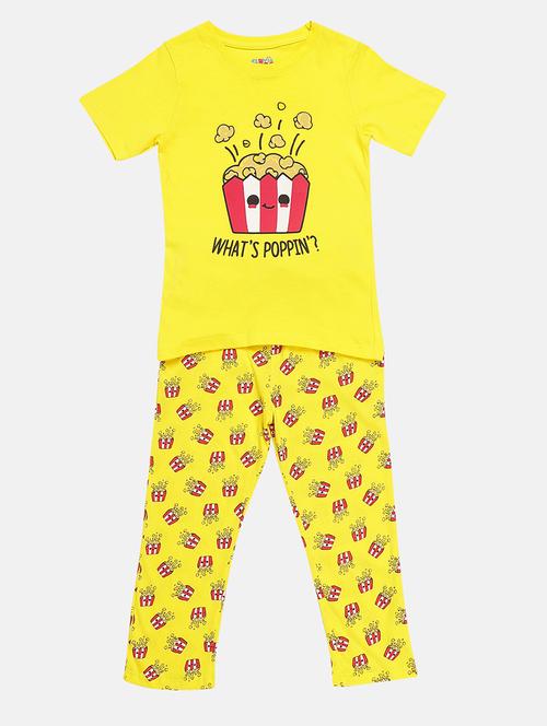 girls yellow cotton blend pyjama set - 20422354 - Very Small Image - 1