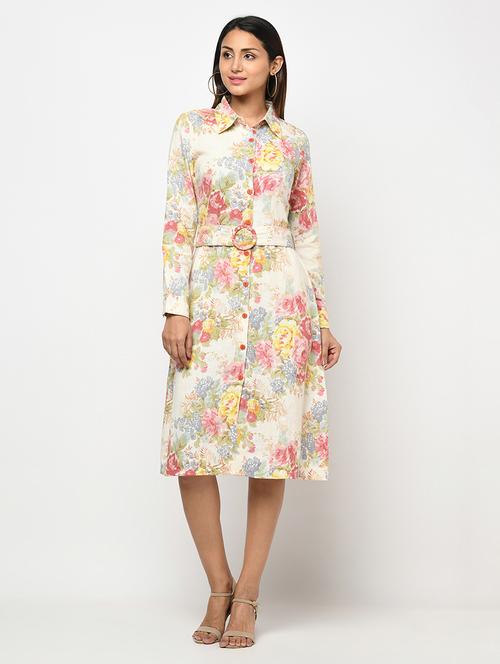 optic white floral print shirt dress - 20422426 - Very Small Image - 1