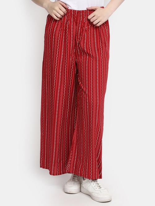 red printed straight palazzo - 20422554 - Very Small Image - 1
