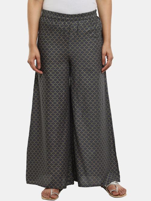 grey printed flared palazzo - 20422574 - Very Small Image - 1
