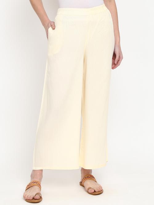 offwhite solid straight palazzo - 20422581 - Very Small Image - 1