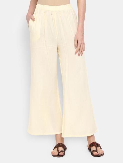 off white solid straight palazzo - 20422582 - Very Small Image - 1