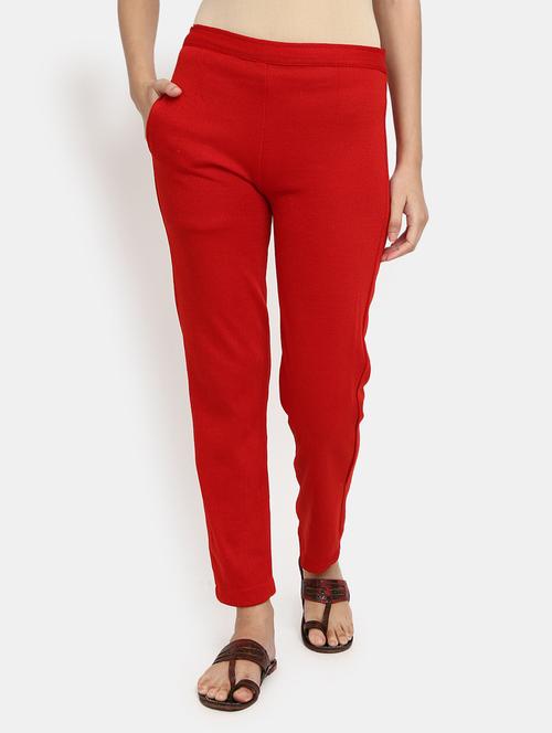 red solid woolen legging - 20422596 - Very Small Image - 1