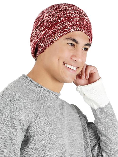 red self design winter cap - 20422973 - Very Small Image - 1