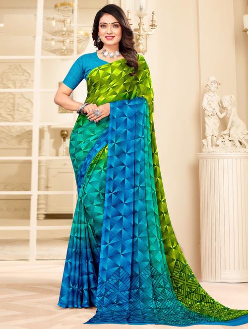 multi colored printed saree with blouse - 20423176 - Very Small Image - 1