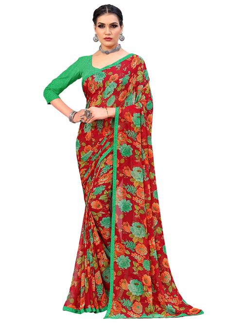 women red floral printed saree - 20423245 - Very Small Image - 1