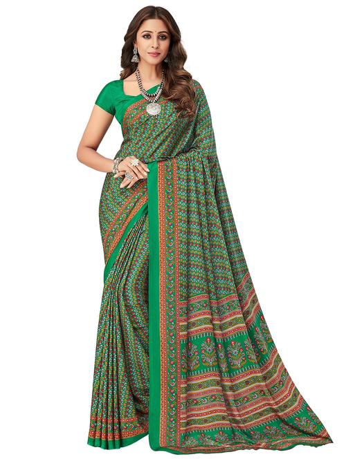 floral printed saree with blouse - 20423425 - Very Small Image - 1