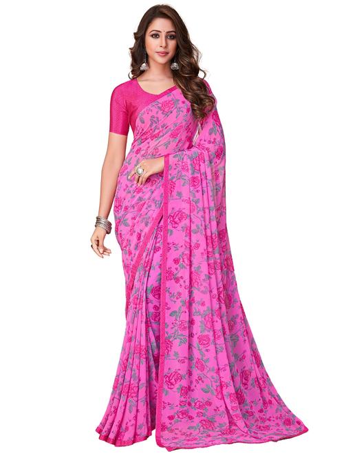 floral print georgette saree with blouse - 20423436 - Very Small Image - 1
