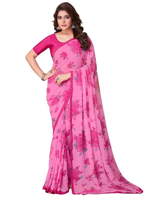 floral print georgette saree with blouse - 20423438 - Very Small Image - 1