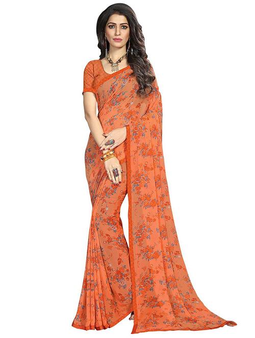 floral print georgette saree with blouse - 20423441 - Very Small Image - 1
