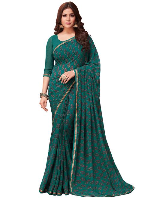 floral print georgette saree with blouse - 20423452 - Very Small Image - 1