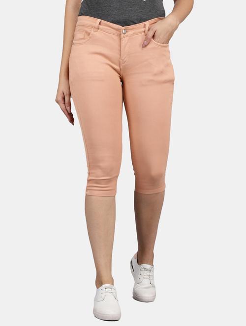 women peach cotton regular capri - 20424198 - Very Small Image - 1
