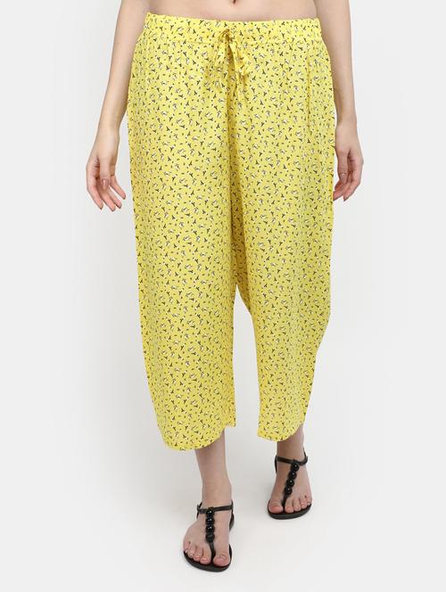 yellow floral print culottes - 20424219 - Very Small Image - 1
