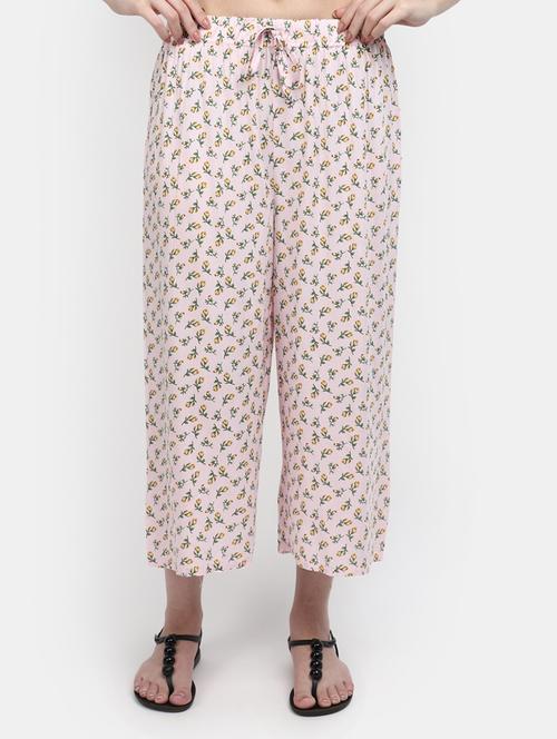 pink floral print culottes - 20424220 - Very Small Image - 1