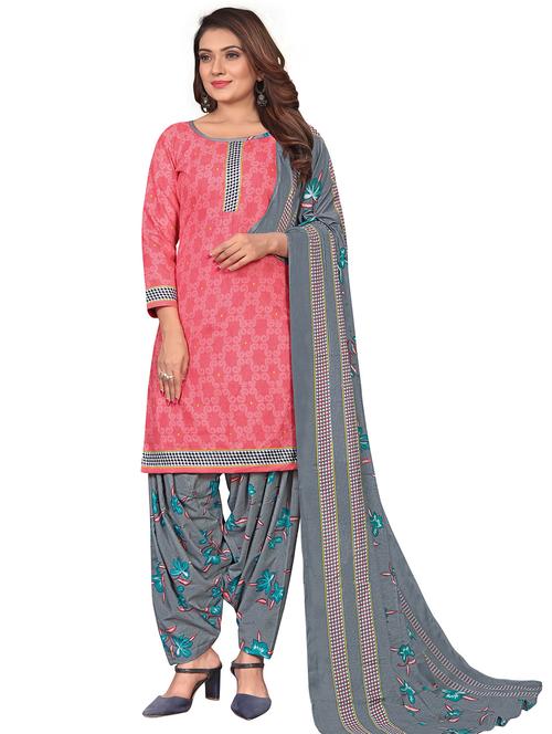 women pink printed unstitched suits - 20424322 - Very Small Image - 1