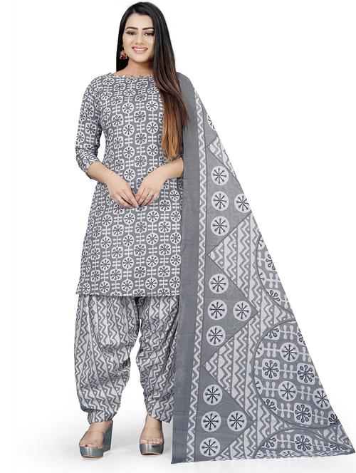 women grey printed unstitched suits - 20424326 - Very Small Image - 1
