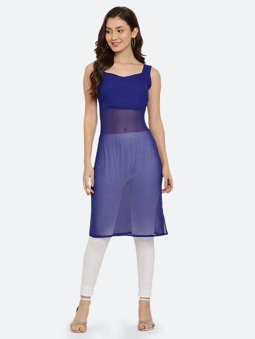 blue solid sleeveless straight kurta - 20424986 - Very Small Image - 1