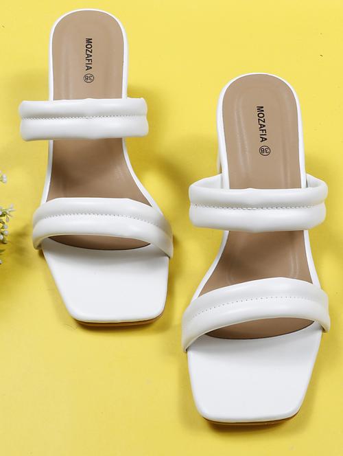 women solid white slip on flat sandal - 20425036 - Very Small Image - 1