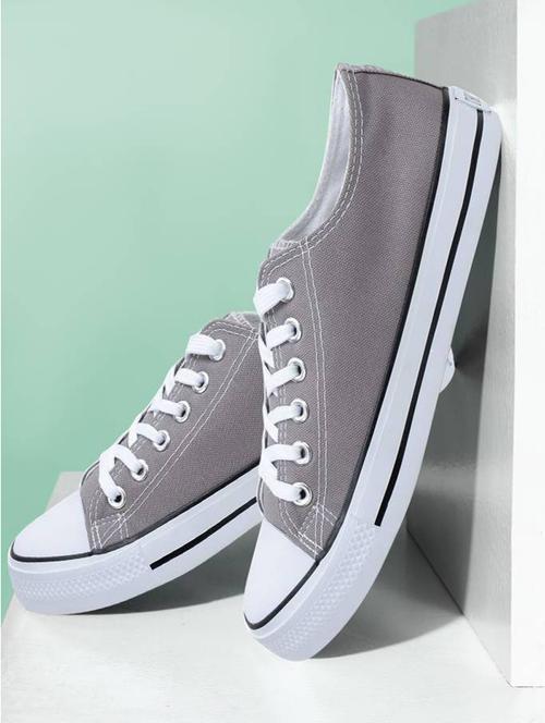 men solid grey lace up sneaker - 20425114 - Very Small Image - 1