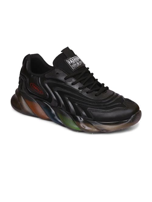 men solid black lace up sneaker - 20425153 - Very Small Image - 1