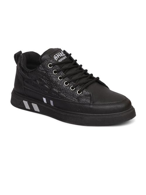 men solid black lace up sneaker - 20425170 - Very Small Image - 1