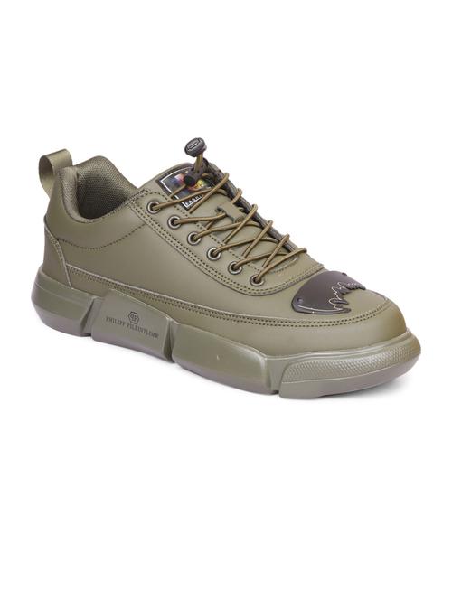 men solid olive lace up sneaker - 20425202 - Very Small Image - 1