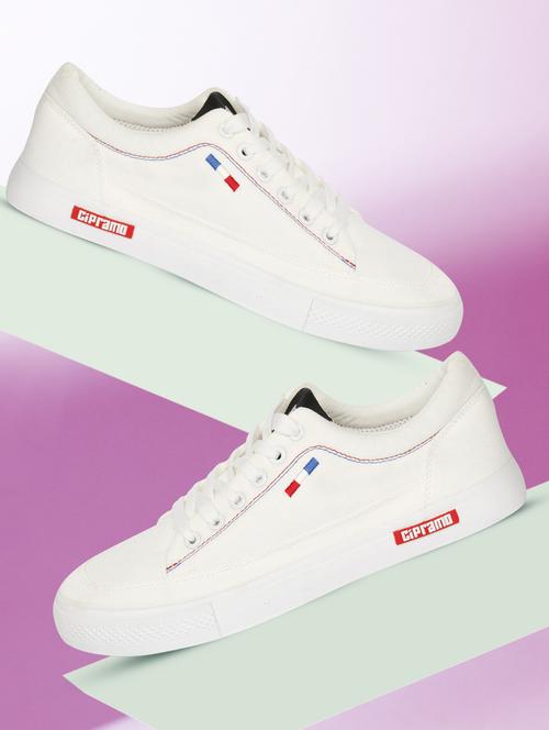 men solid white lace up sneaker - 20425279 - Very Small Image - 1
