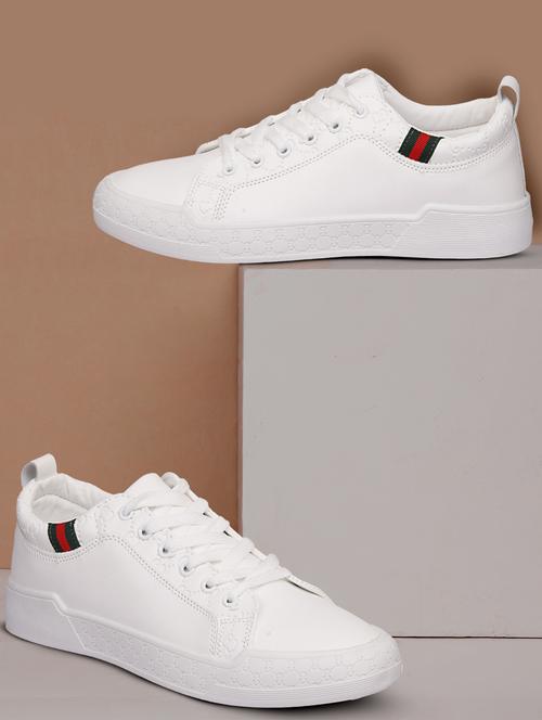 men textured white lace up sneaker - 20425351 - Very Small Image - 1