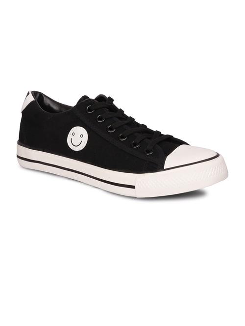 men solid black lace up sneaker - 20425366 - Very Small Image - 1
