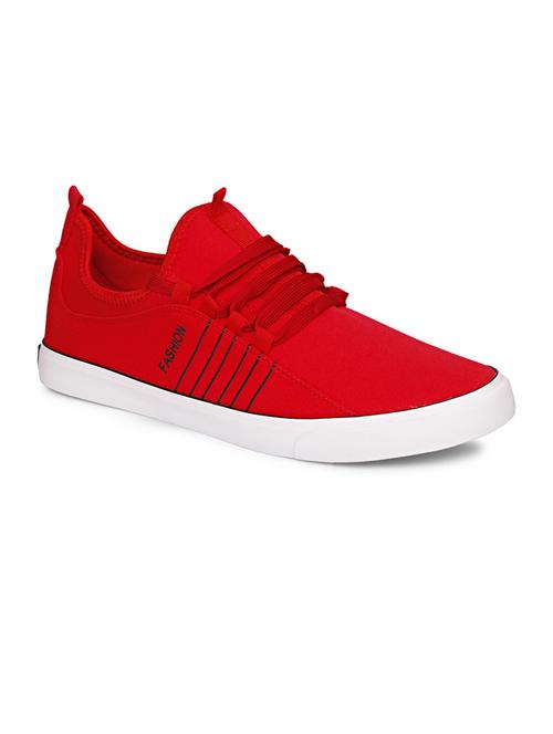 men solid red lace up sneaker - 20425383 - Very Small Image - 1