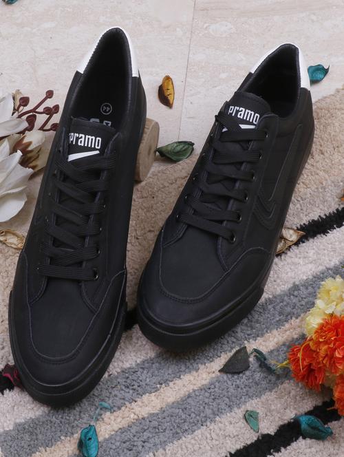 men solid black lace up sneaker - 20425405 - Very Small Image - 1