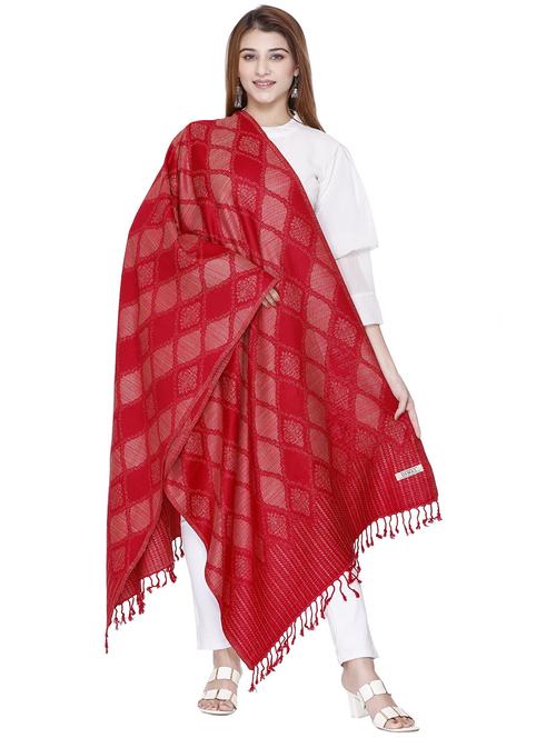 red acrylic jamavar shawl - 20426311 - Very Small Image - 1