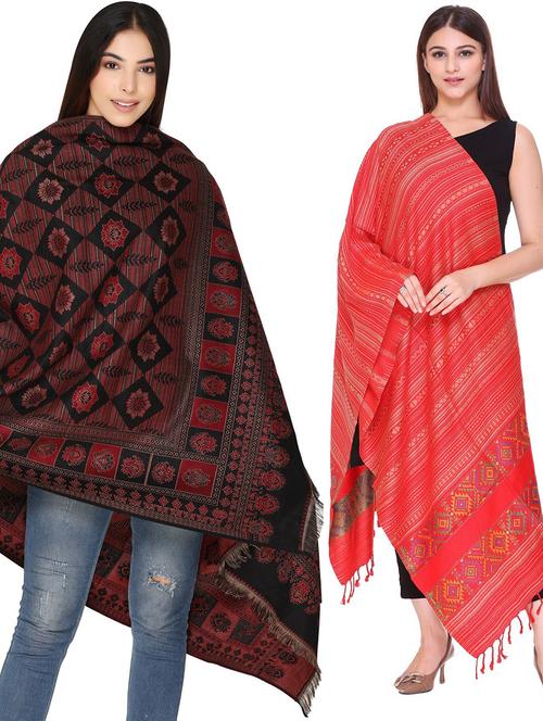 pack of 2 self design shawls - 20426327 - Very Small Image - 1