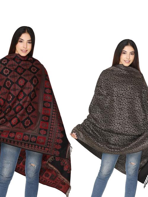 pack of 2 self design shawls - 20426328 - Very Small Image - 1