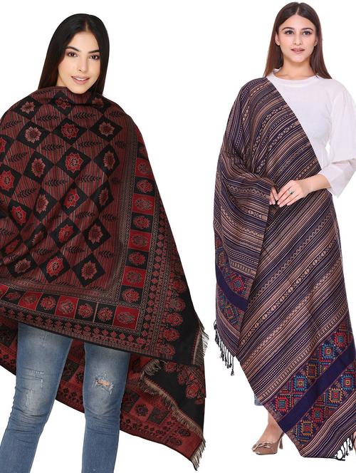 pack of 2 self design shawls - 20426330 - Very Small Image - 1