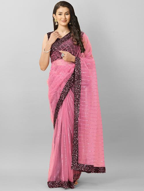 pink embellished saree - 20426867 - Very Small Image - 1