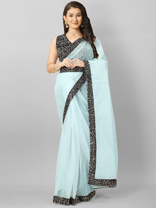 light blue embellished saree with blouse - 20426872 - Very Small Image - 1