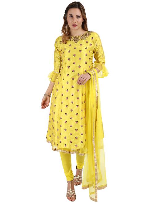 yellow three qaurter sleeve suit set - 20427466 - Very Small Image - 1