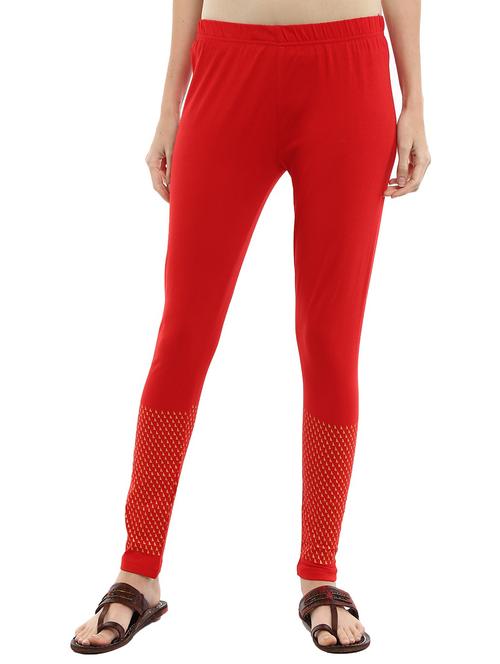 red solid cotton legging - 20428202 - Very Small Image - 1